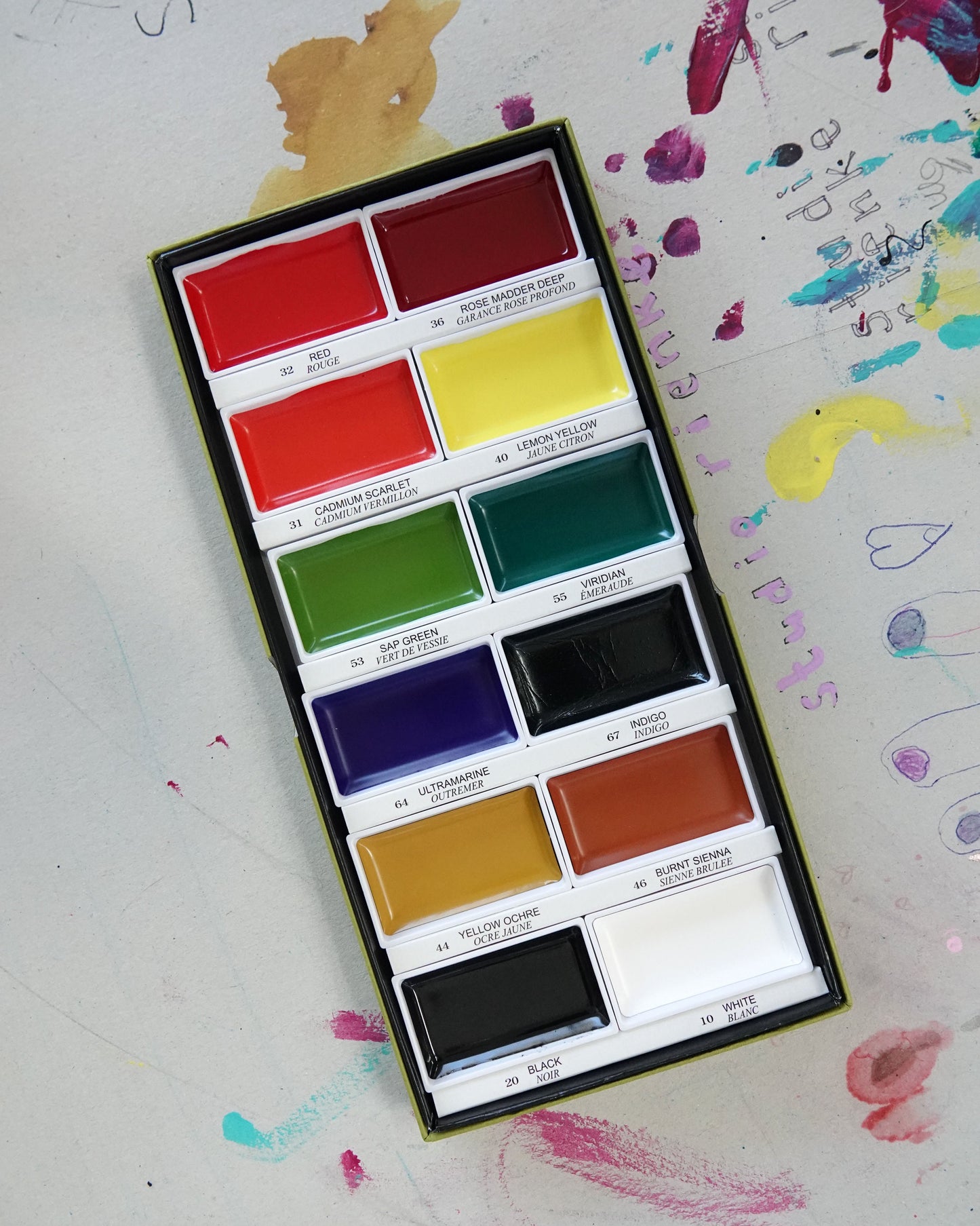 kuretake gansai tambi waterverfset - 12 kleuren - traditionele kleuren