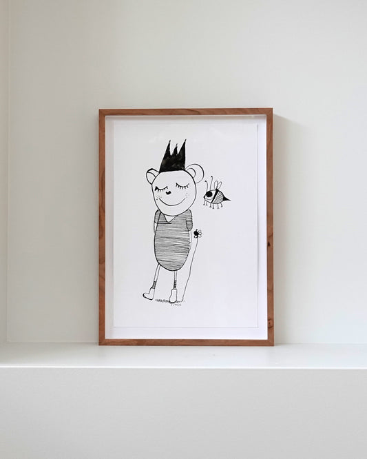 lente - originele tekening in lijst