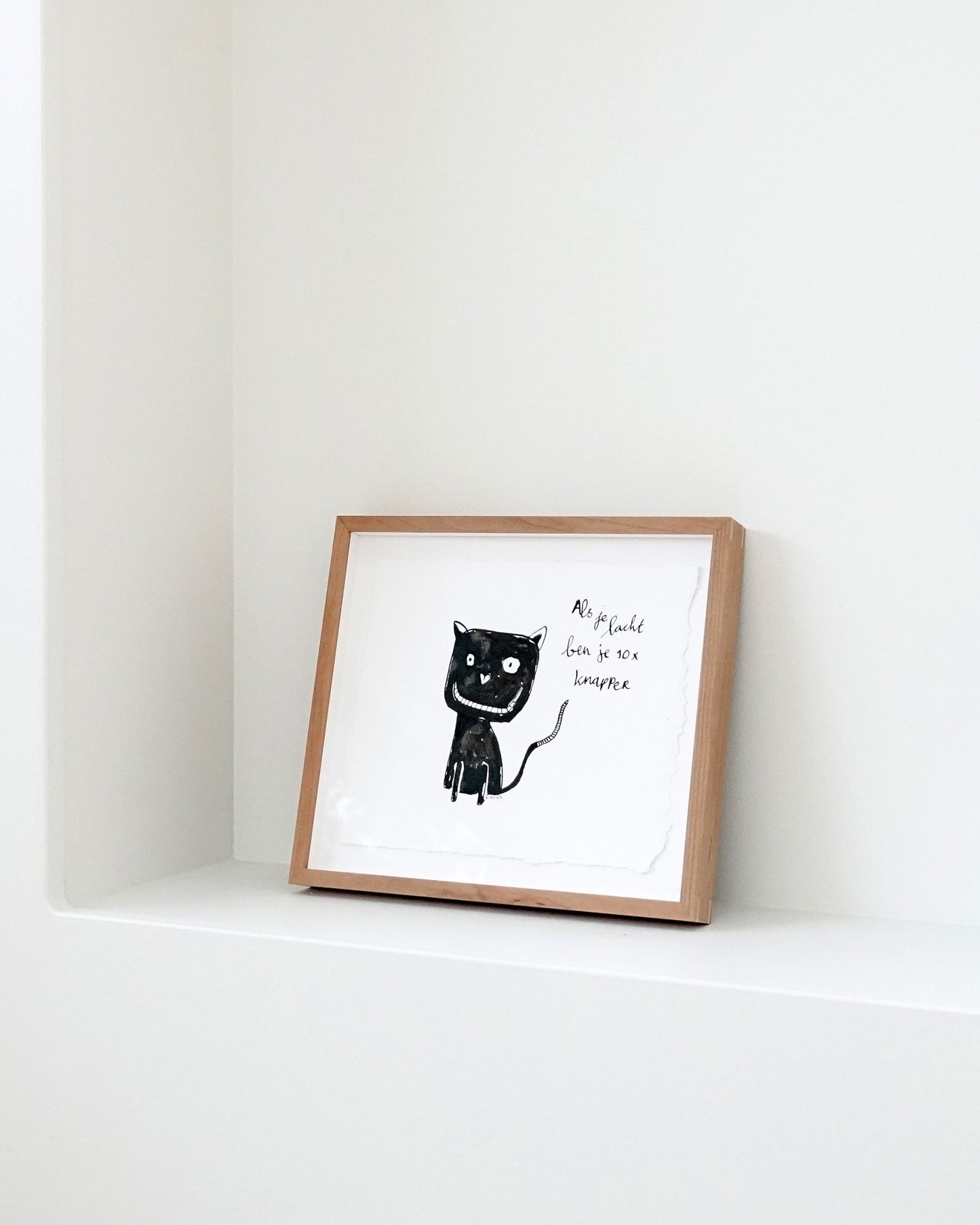 als je lacht - originele tekening in lijst