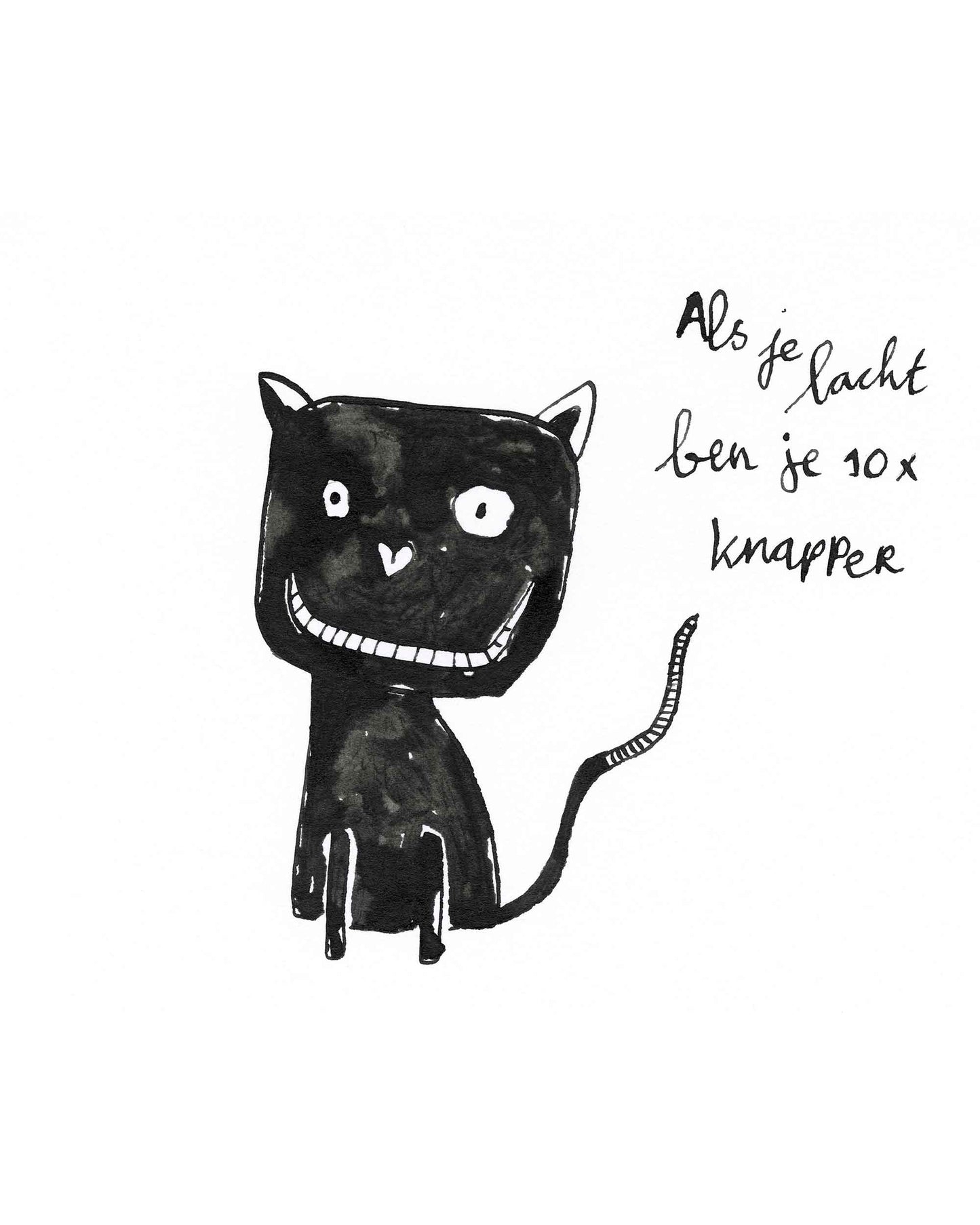 als je lacht - originele tekening in lijst