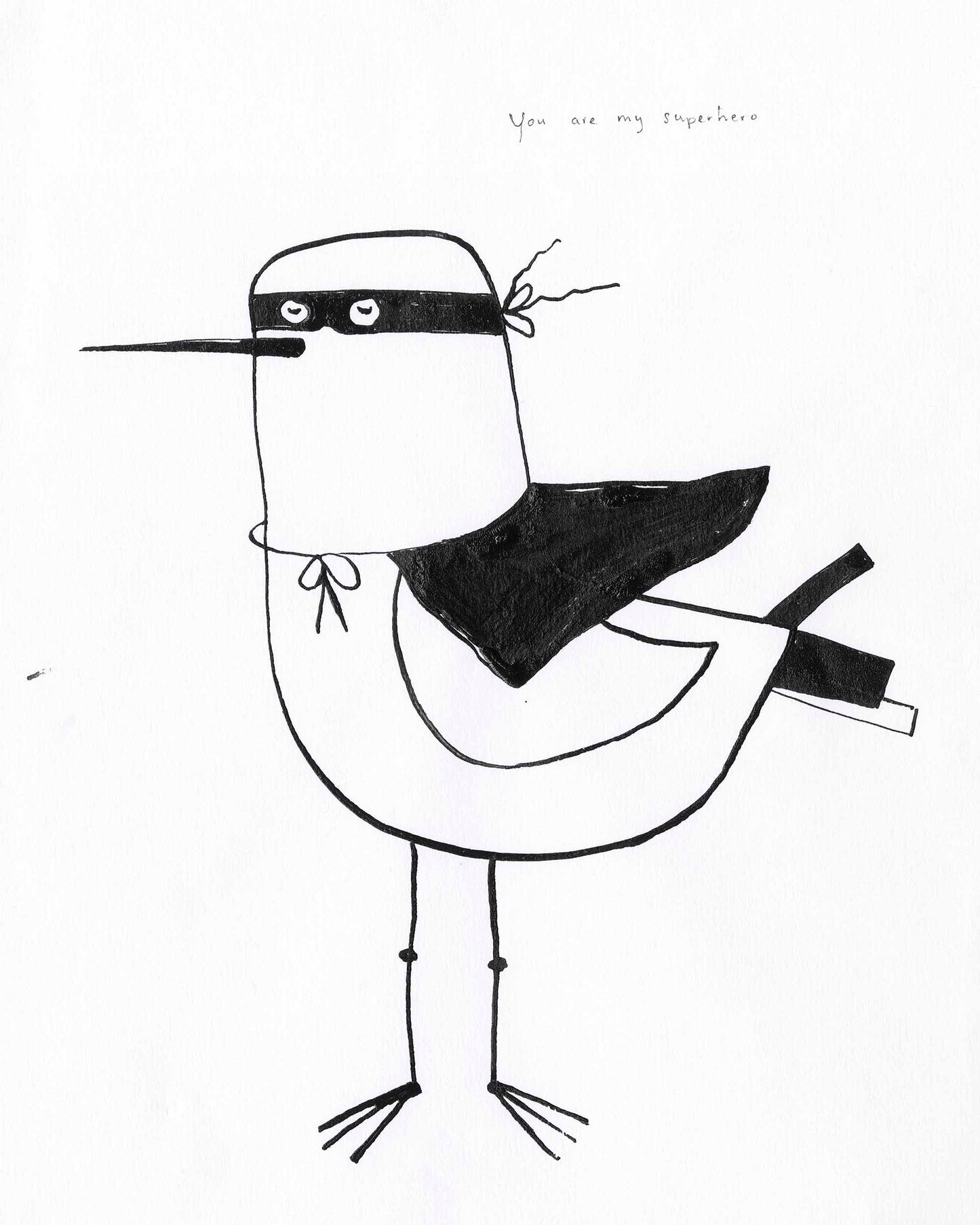 superhero - originele tekening in lijst