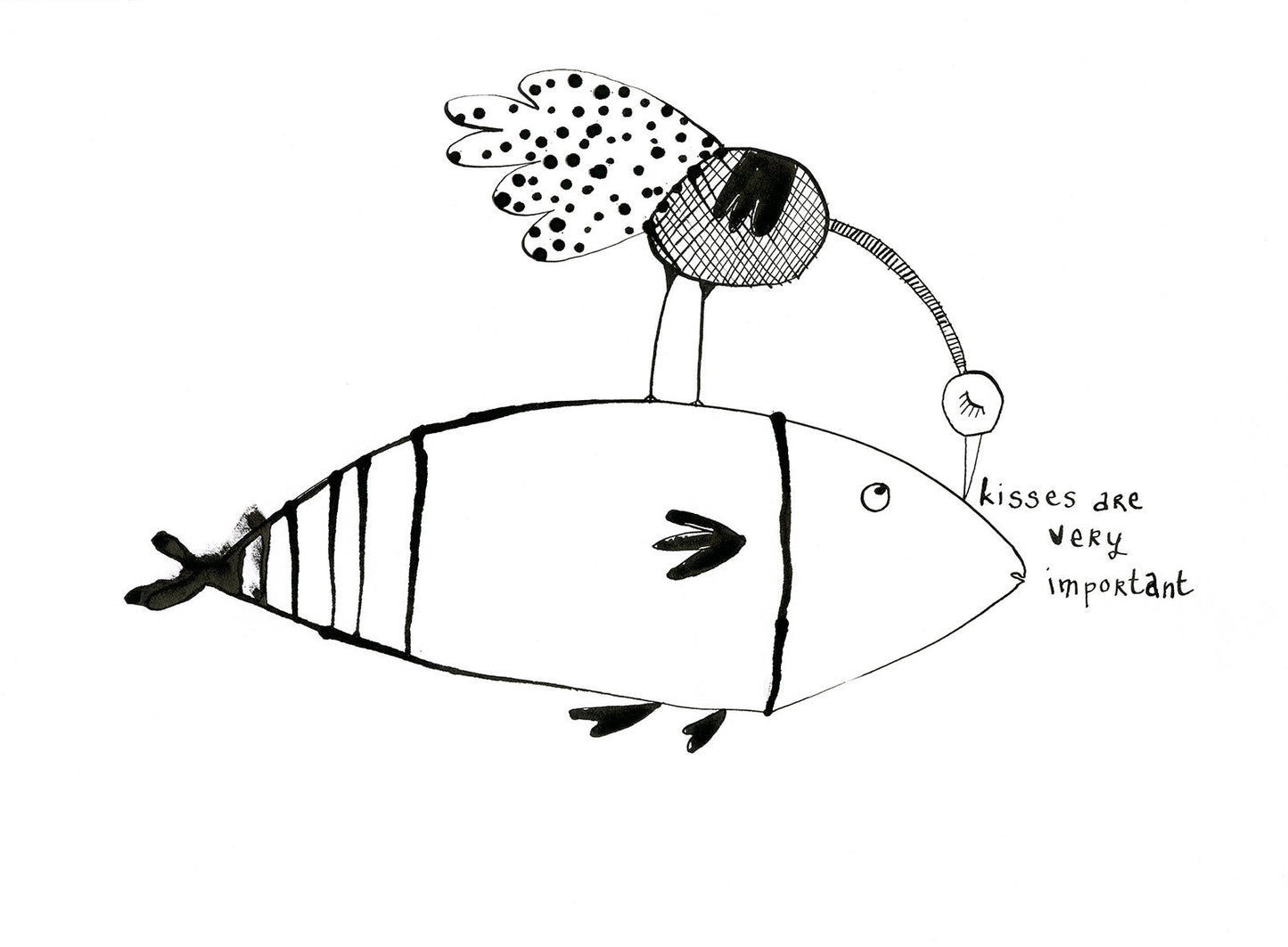 kisses are very important - art print