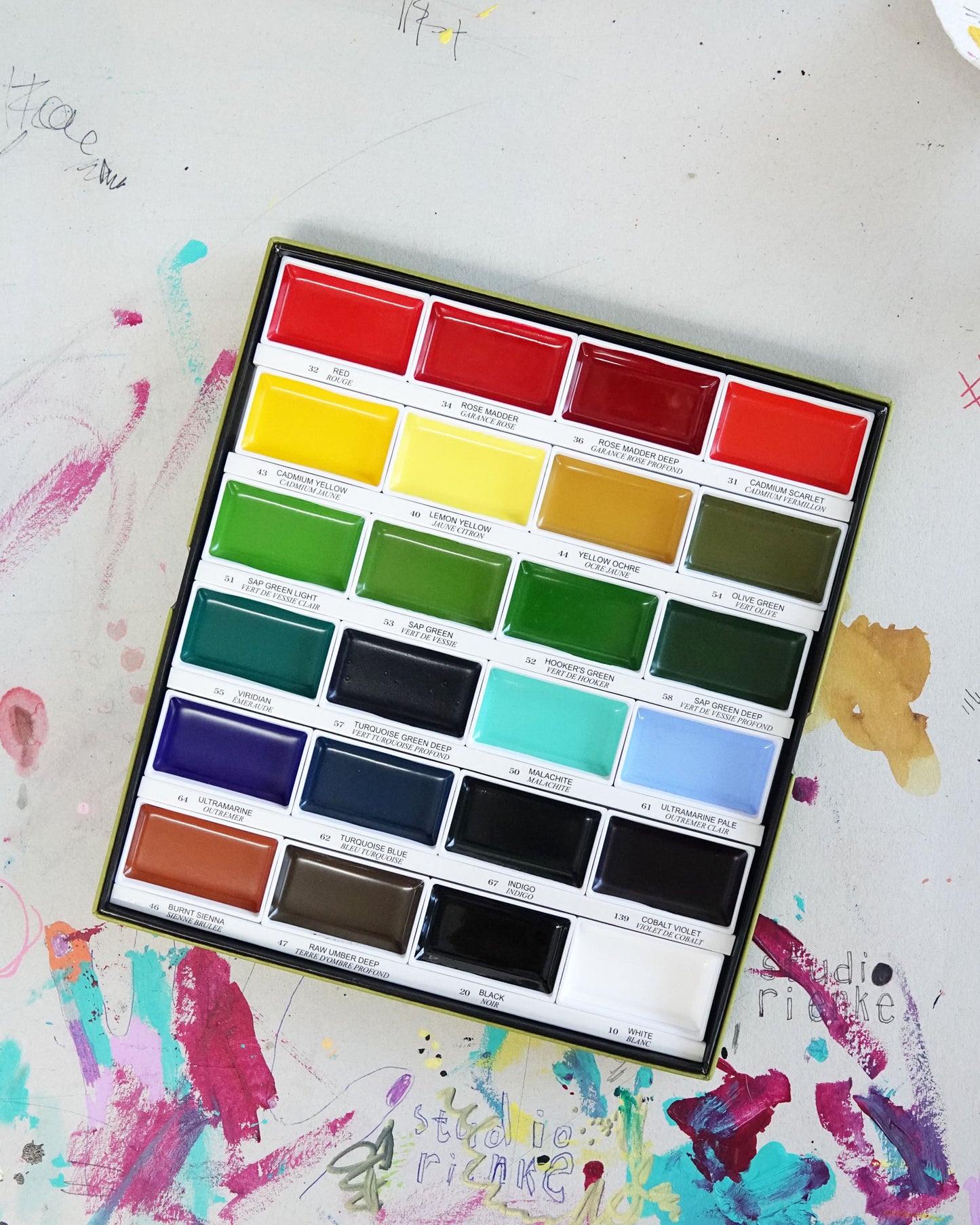 kuretake gansai tambi waterverfset - 24 kleuren - traditionele kleuren